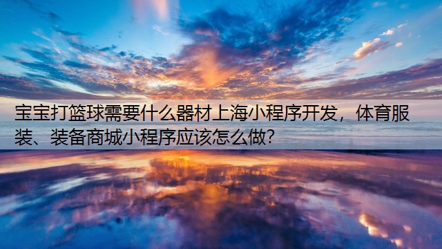 宝宝打篮球需要什么器材上海小程序开发，体育服装、装备商城小程序应该怎么做？